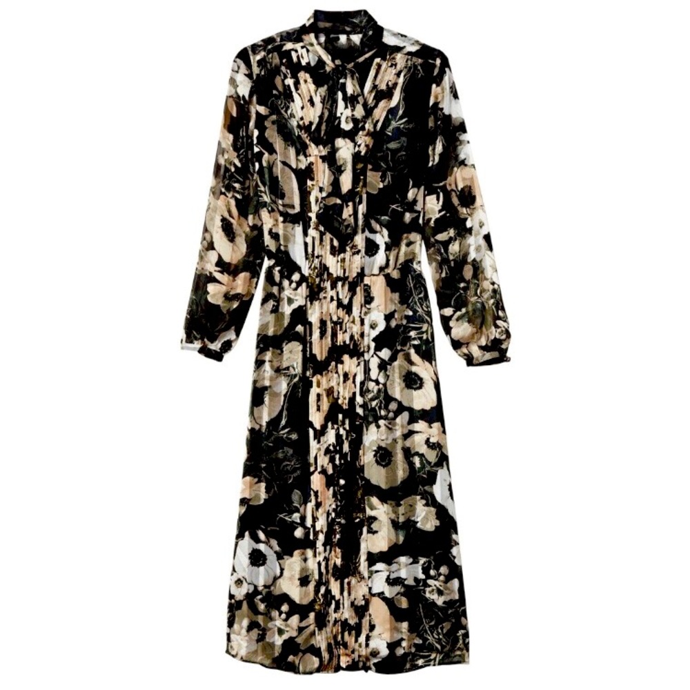 Full-length, long-sleeve Floral Print Dress